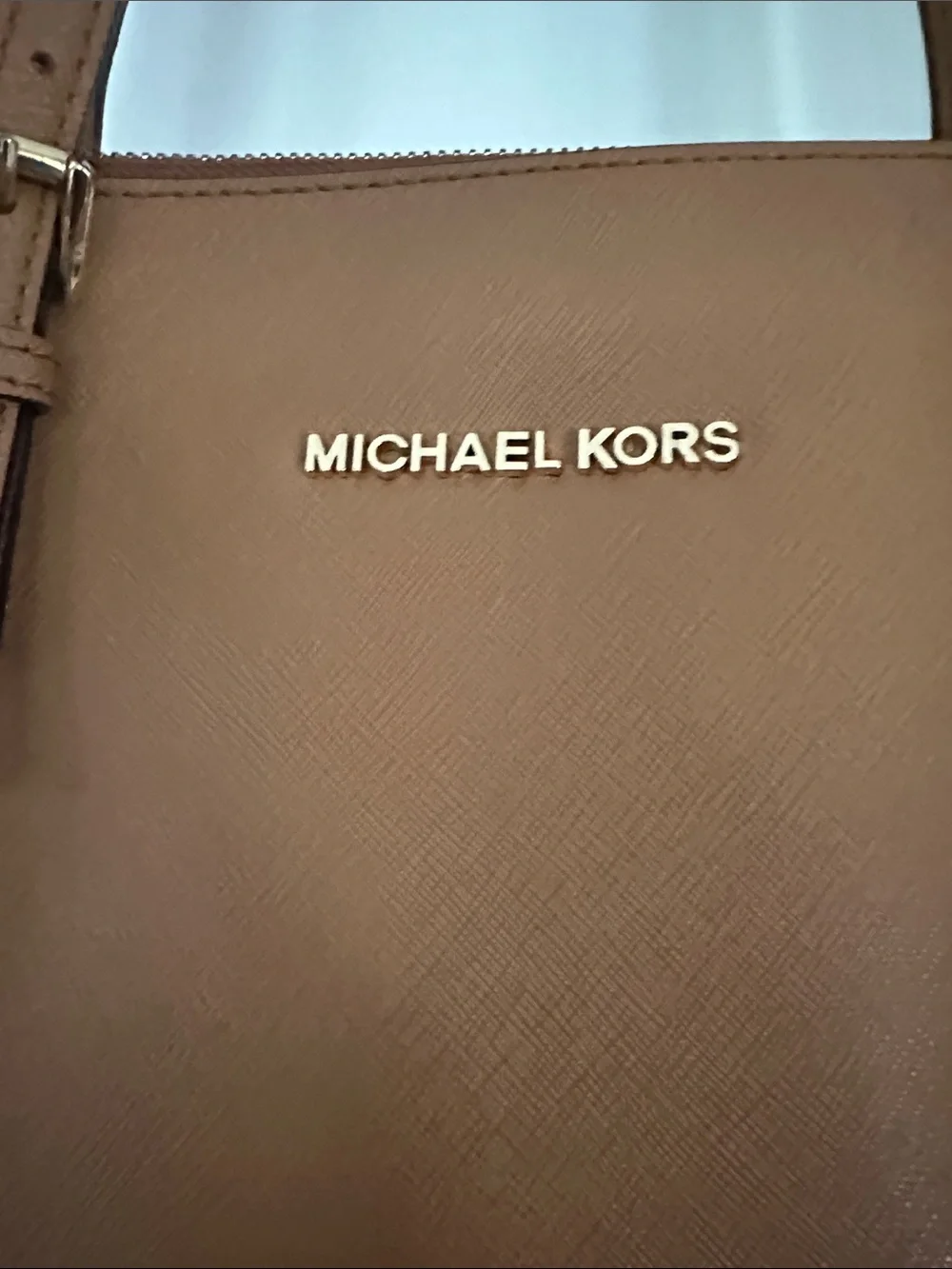 Michael Kors Tan Saffiano Leather Tote with MK Charm